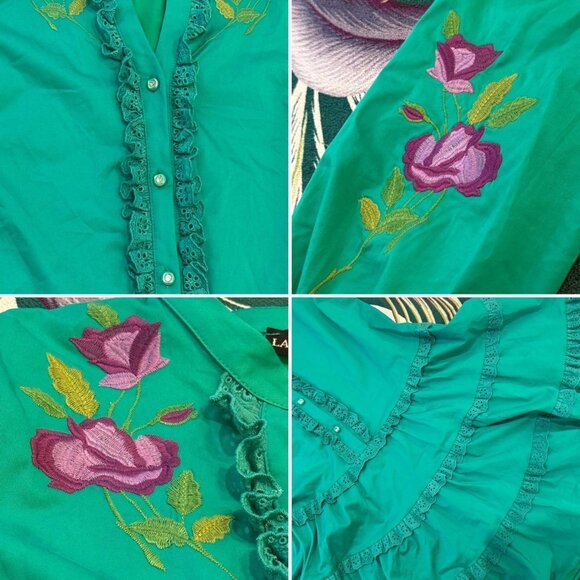 COASTAL COWGIRL 🤠 incredible SEA GREEN Ladyform babydoll dress w/ circle skirt - Picture 4 of 8